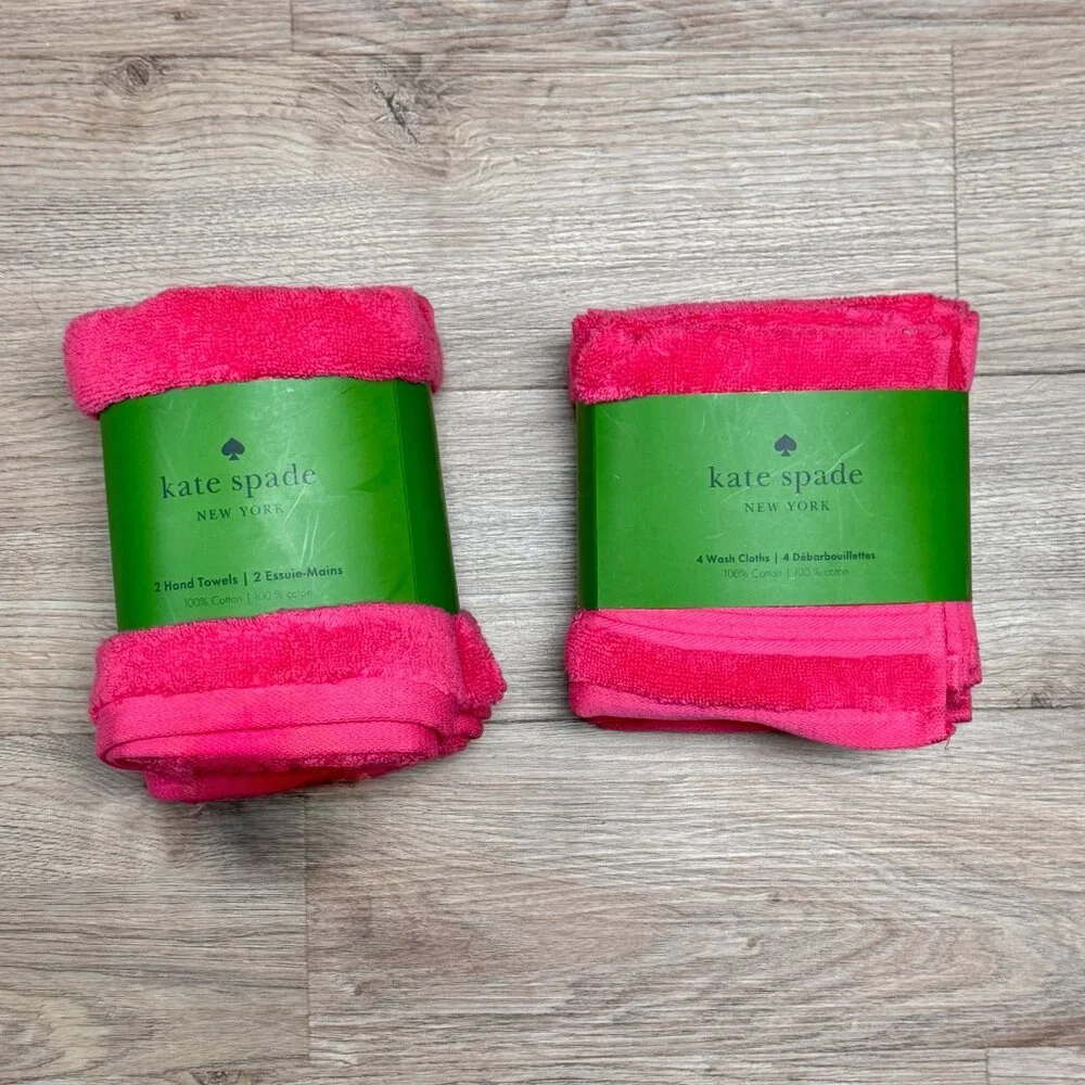 2 pc Kate Spade Hot Pink Fuchsia Hand Towels Towel Set Snapdragon Snap Dragon